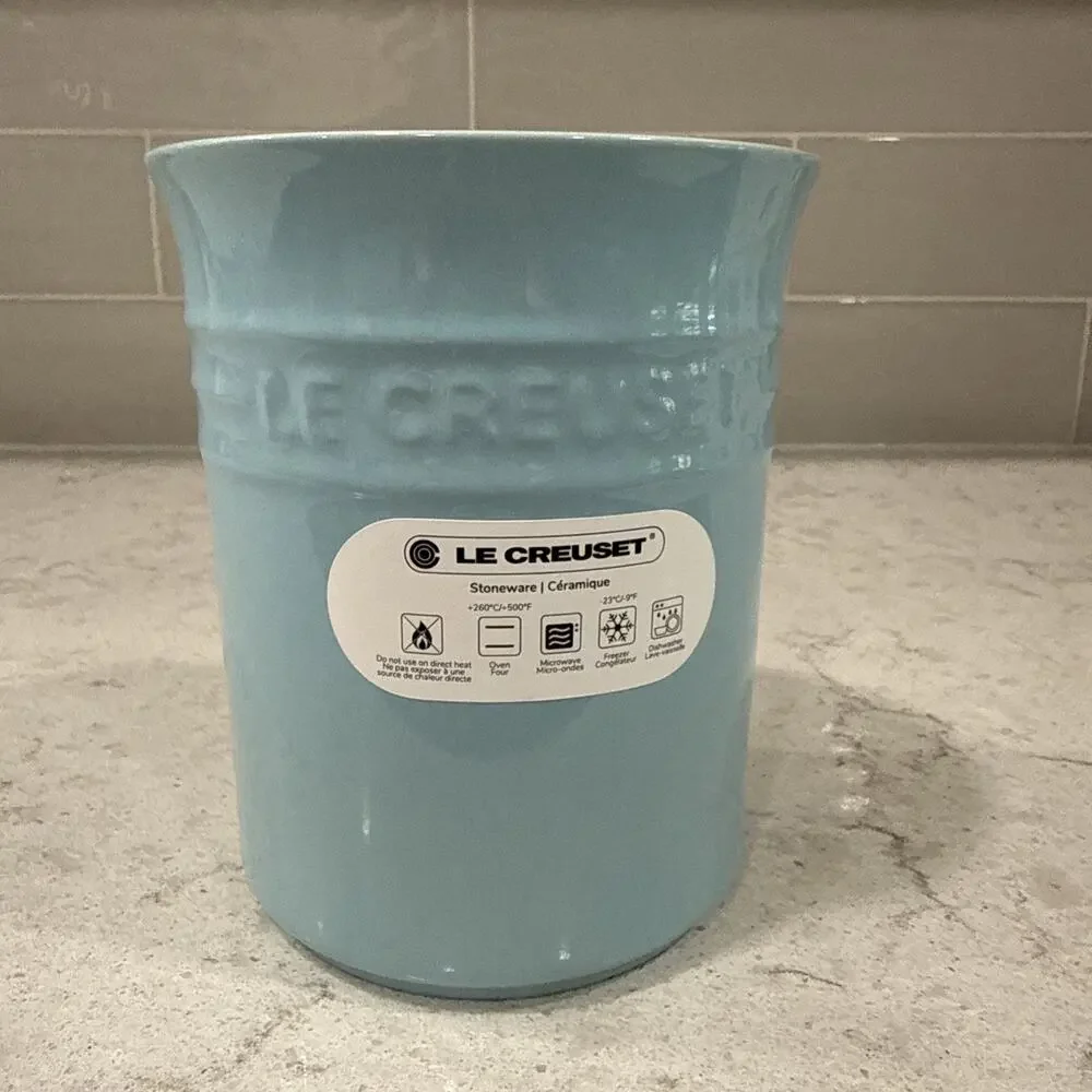 Le Creuset SKY BLUE Stoneware Utensil Crock Holder 1L Second Choix NEW